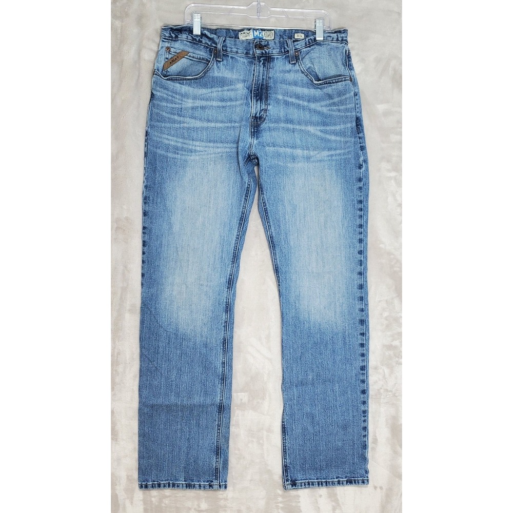 Ariat M2 Jeans Relaxed Boot Mens 35x34 Blue Brandon Legacy Stretch Denim FLAWS - Picture 1 of 13